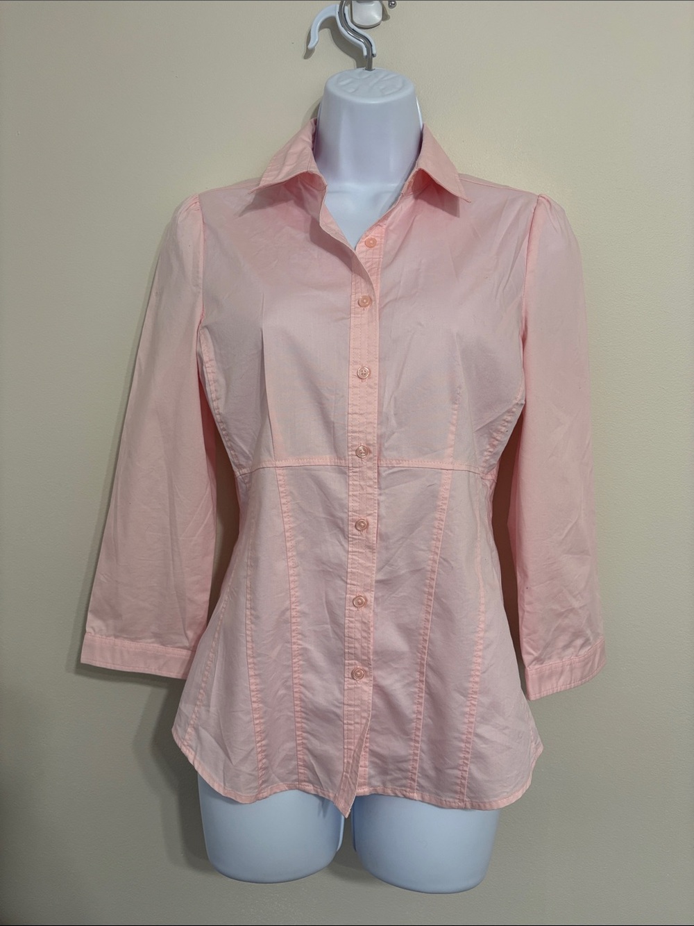 New York & Company Pale Pink Tailored Button-Down Shirt